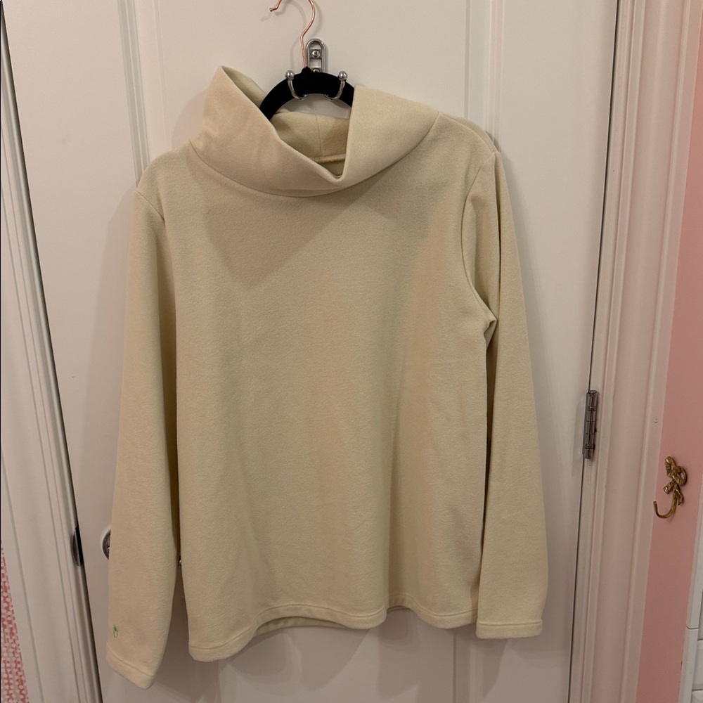 NWT Dudley Stephens Greenpoint terry fleece turtleneck sweater in cream size XL